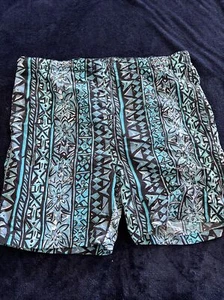 Vintage Made to order International Swimming Trunks blue zigzag size L (14/16) - Picture 1 of 6