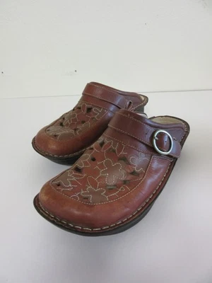 Коричневые кожаные сабо ALEGRIA 38 Mules на танкетке каблуке комфортные мягкие туфли - Изображение 1 из 4