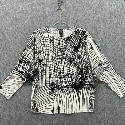 Clara Sun Woo Джерси вязаный туника рубашка женщин L белый черный искусства США - Изображение 1 из 4