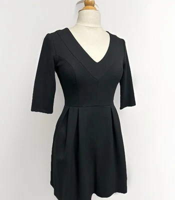 SHOSHANNA Black V-neck Half-Sleeve  Dress 2 w/ Pockets - Image 1 of 4