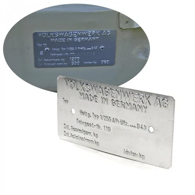 1965-1973 VW Volkswagen VIN Name Plate for Beelte Bus Ghia T4 T3 Thing  - Image 1 of 4