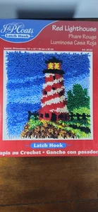 J&P Coats Red Lighthouse Complete Latch Hook Craft Kit New - Picture 1 of 8