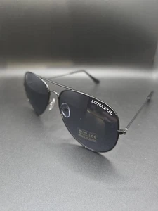 Lunazul Pilot Aviator Black Frame Gray Smoke Lens Sunglasses Wire Outdoor Beach - Picture 1 of 4