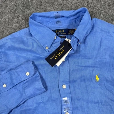 Polo Ralph Lauren Shirt Small Blue Classic Fit L/S Linen Button Down NWT Men's - Image 1 of 4