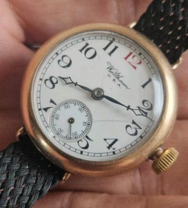 14k gold filled WW1 vintage Waltham military trench watch,Dennison trench watch - Picture 1 of 16