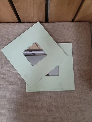 Set Of 2 Painted Ikea 10x10" Mirrors Mint Green Rustic - Image 1 of 4