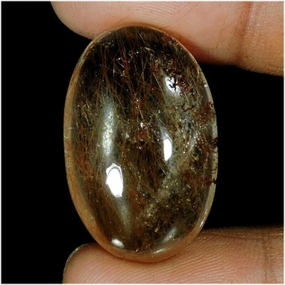 40.45Cts Natural Red Copper Needles Rutile Quartz Oval Cabochon Gemstone V233 - Image 1 of 2