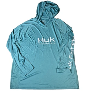 Camisa de pesca Huk Performance para hombre 2XL azul manga larga con capucha UPF sol exterior - Imagen 1 de 6