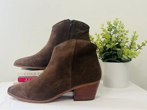 Scarpe stivaletti Banana Republic donna marroni scamosciati alla caviglia zip laterale tacco a blocco 8,5 - Foto 1 di 13