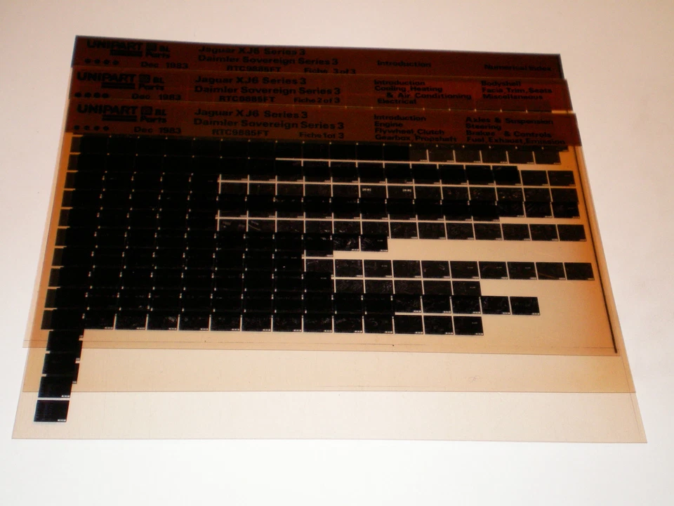 Microfiche Catalogo Ricambi Jaguar XJ6 / Daimler Sovrano Serie 3 Stand 12/1983 - Immagine 1 di 1