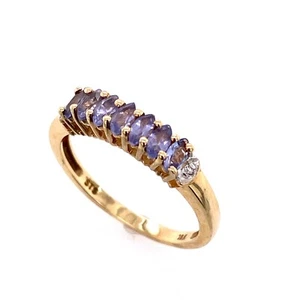 Anillo de tanzanita marquesa de oro amarillo 10 K talla 7,25 - Imagen 1 de 5