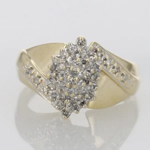 .60ctw Round Cut Diamond Cluster Statement Ring 10k Multi-Tone Gold Size 8.5 - Picture 1 of 6