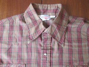 Vintage 60s 70s Pearl Snap Button Long Sleeve SKII LEVIS Western Shirt XL USA