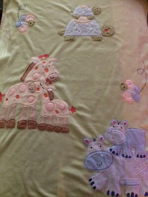 CIRCO Mommy N' Me 婴儿毯河马长颈鹿海龟绿色棕色羊毛 GUC — 第 1/4 张图片