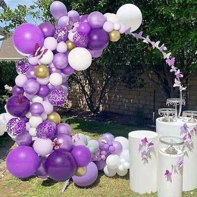 Kit Arco Globo Púrpura Decoración Cumpleaños Bebé Fiesta Mariposa Globos Guirnalda  Foto 1 de 4