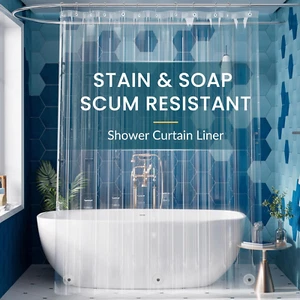 Extra Long Shower Curtain Liner 72 x 84 Clear Plastic Shower Liner PEVA Waterpro - Picture 1 of 11