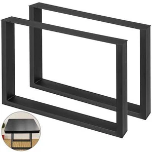 VEVOR Black Metal Table Legs Set of 2 Steel Table Legs 35x28 Inch Dining Tabl... - Picture 1 of 7