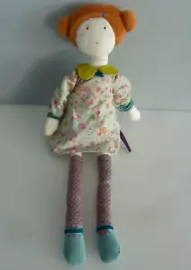 V8. DOUDOU PELUCHE MOULIN ROTY poupée Les Parisiennes robe fleur 40cm - TBE - Foto 1 di 3