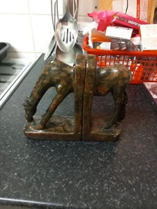 Vintage Giraffe Bookends Original African Stone Sculpture Zimbabwe - Picture 1 of 11