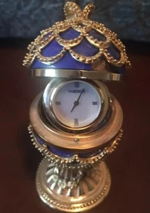 Beautiful! RARE French Faberge Egg Lapis Lazuli / Ruby Cabochon With Clock Watch - Picture 1 of 8