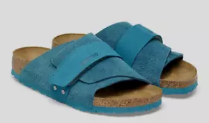 Birkenstock Kyoto Suede Leather - Deep Turquoise Blue Slides Size 44 11 - Picture 1 of 3