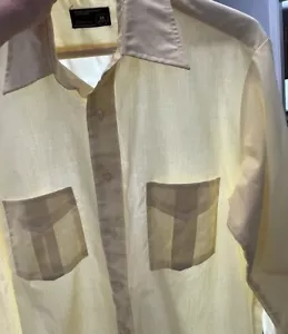 Vintage JC Penny Shirt Mens Yellow 70s Button Up Polyester Long Sleeve Medium - Picture 1 of 9