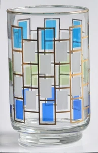 Libbey Nordic Gläser blau grün Goldrand MCM Becher oder Saft - Bild 1 von 28