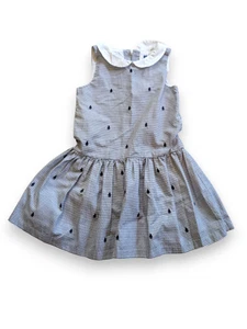 Janie & Jack Blue White Palermo Shores Seersucker Dress Nautical Girls Size 6 - Picture 1 of 8