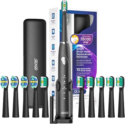 Seago Electric Toothbrush with 10 Toothbrush Heads, Travel Electric Toothbrush & - Image 1 of 4