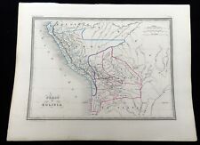 Antique Map of Peru Bolivia South America Hand Coloured Engraving 1846