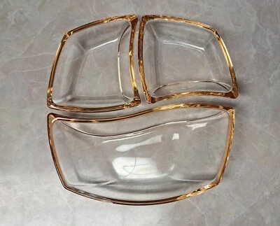 De colección. Juego de servir 3 piezas de caramelos de melocotón de melocotón Luigi Bormioli de la década de 1980 Foto 1 de 4