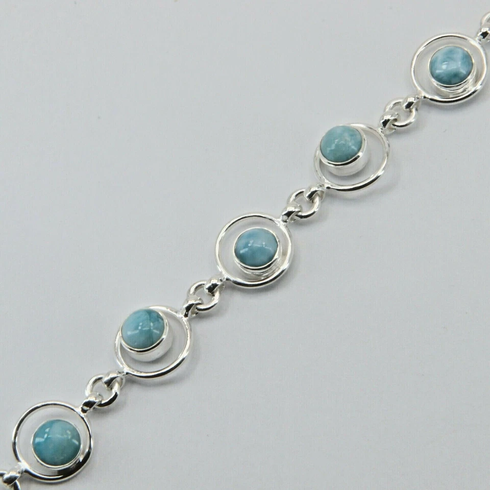 Natural, Caribbean Blue LARIMAR Bracelet with Extender 925 STERLING SILVER #30 - Image 1 of 4