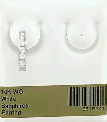 LAB CREATED WHITE SAPPHIRES Single HUGGIE EARRING 10K WHITE GOLD - New With Tag - Image 1 of 4