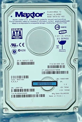 Maxtor DiamondMax Plus 10 80GB - interne Festplatte SATA - 3,5 Zoll - 7200rpm  - Bild 1 von 3