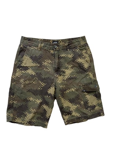 Pantaloncini cargo mimetici Vans moderni da uomo 30 verdi marroni 10" in media lunghezza elasticizzati