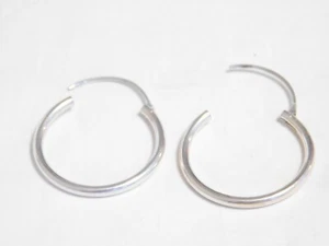 Sterling Silver Med. Size Hoop 925 Earrings AE102 - Picture 1 of 6
