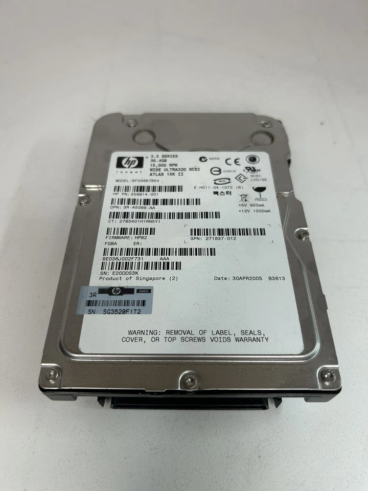 Hard Drive HP BF03687B54 356914-001 36.4GB 15000RPM 8MB SCSI U320 3.5" Inch - Image 1 of 3