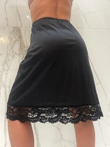 Sexy vintage de nailon sedoso de encaje vassarette preusado XL negro para mujer - Imagen 1 de 11
