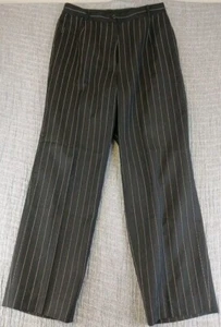 Appleseed's 100% Wool Dress Pants Pinstripe Lined Sz 10M Black Business Casual - Picture 1 of 6