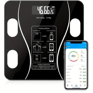 Digital Bathroom Weighing Scale Bluetooth Body Fat Monitor BMI Analyser 180kg - Picture 1 of 15