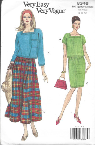 Very Easy Very Vogue Pattern #8346-Misses Top & Skirt in Sizes 8-10-12 ...
