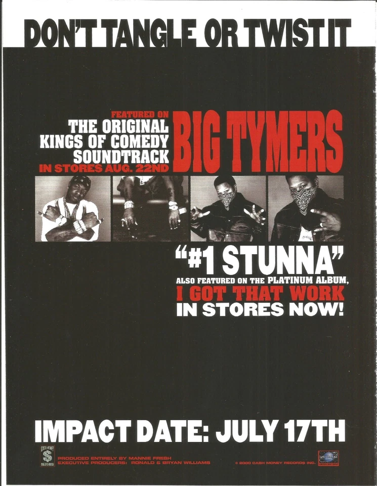 Póster de Mannie Fresh & Baby Birdman BIG TYMERS ANUNCIO PROMOCIONAL de colección para Got CD Foto 1 de 1