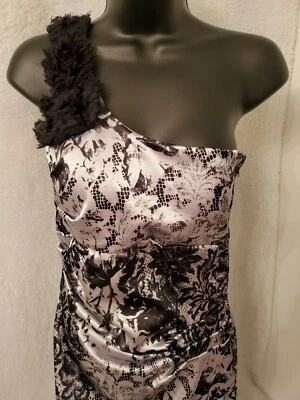 Ruby Rox Juniors Womens Dress Size 3 Black Silver Floral - Image 1 of 4
