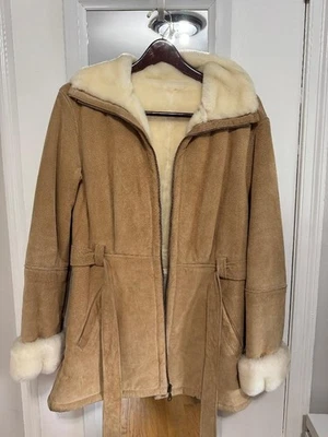 Abrigo Sherpa Wilson Mujer Gamuza Piel de Oveja con Cinturón Talla M Foto 1 de 4