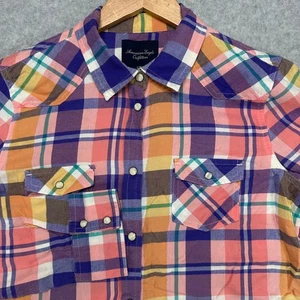 American Eagle Outfitters kariertes Langarm-Westernhemd mit Perlendruckknopf Damen L - Bild 1 von 10