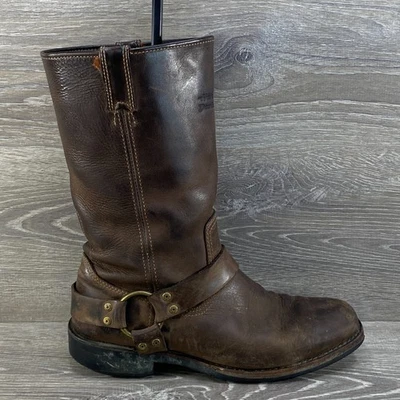 Botas Harley Davidson de Colección para Hombres 8.5-9 Arnés de Cuero Marrón Motocicleta Puntera Cuadrada Foto 1 de 4