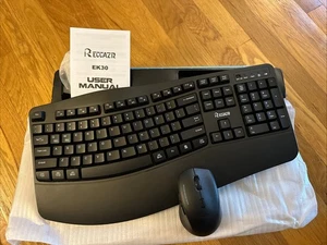 EK 30 Ergonomic Rechargeable Wireless Keyboard and Mouse Set Reccazr - Picture 1 of 4