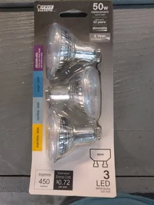 (3-Pk) Feit Electric LED Light Bulb Bright White GU10 Bi-Pin Base MR16 50W Eqv - Picture 1 of 2