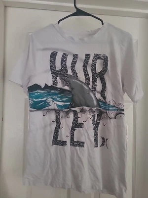 Hurley Shark Fin Ocean Graphic Print Tee Shirt Short Sleeve Xl Boys - Image 1 of 3