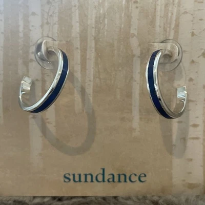 Новый Sundance ювелирных изделий каталог инкрустация Lapia серебро простой серьги-кольца - Изображение 1 из 4